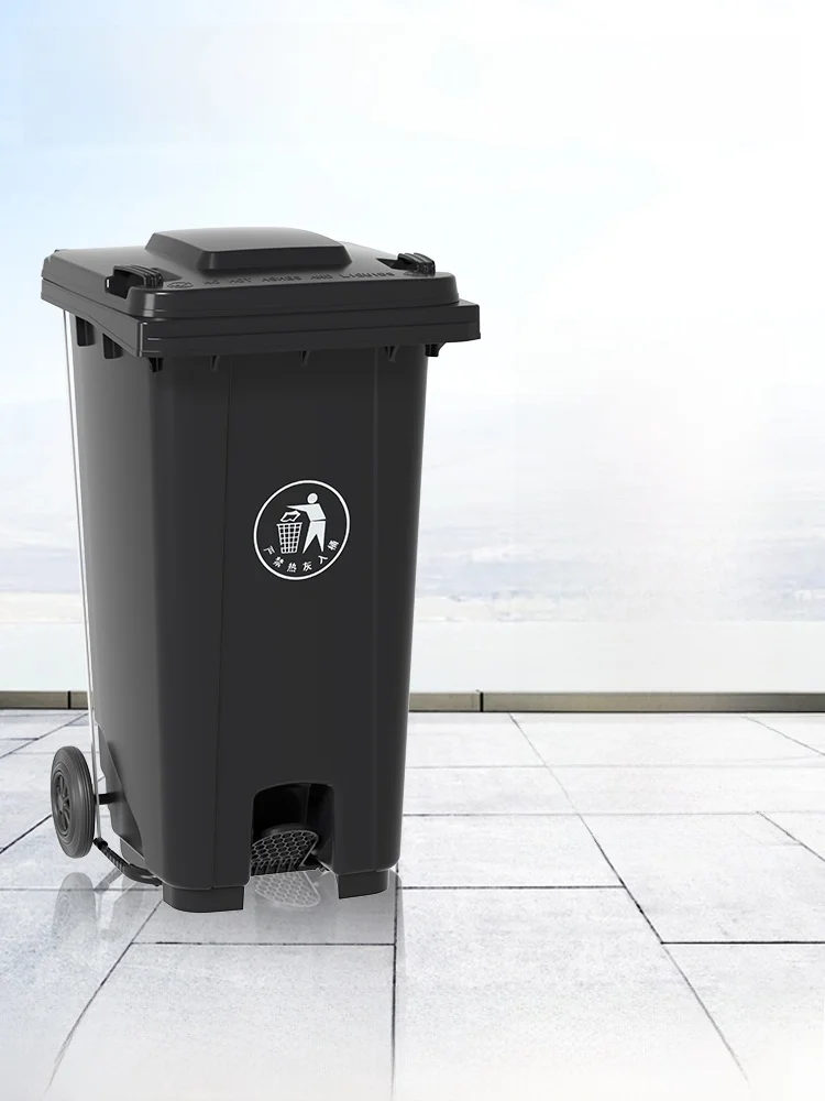 

Outdoor Large Capaci Pedal Tra Can with Lid for Commercial Use Kitchen Waste Sorting Wheelbarrow Household Garbage Bin