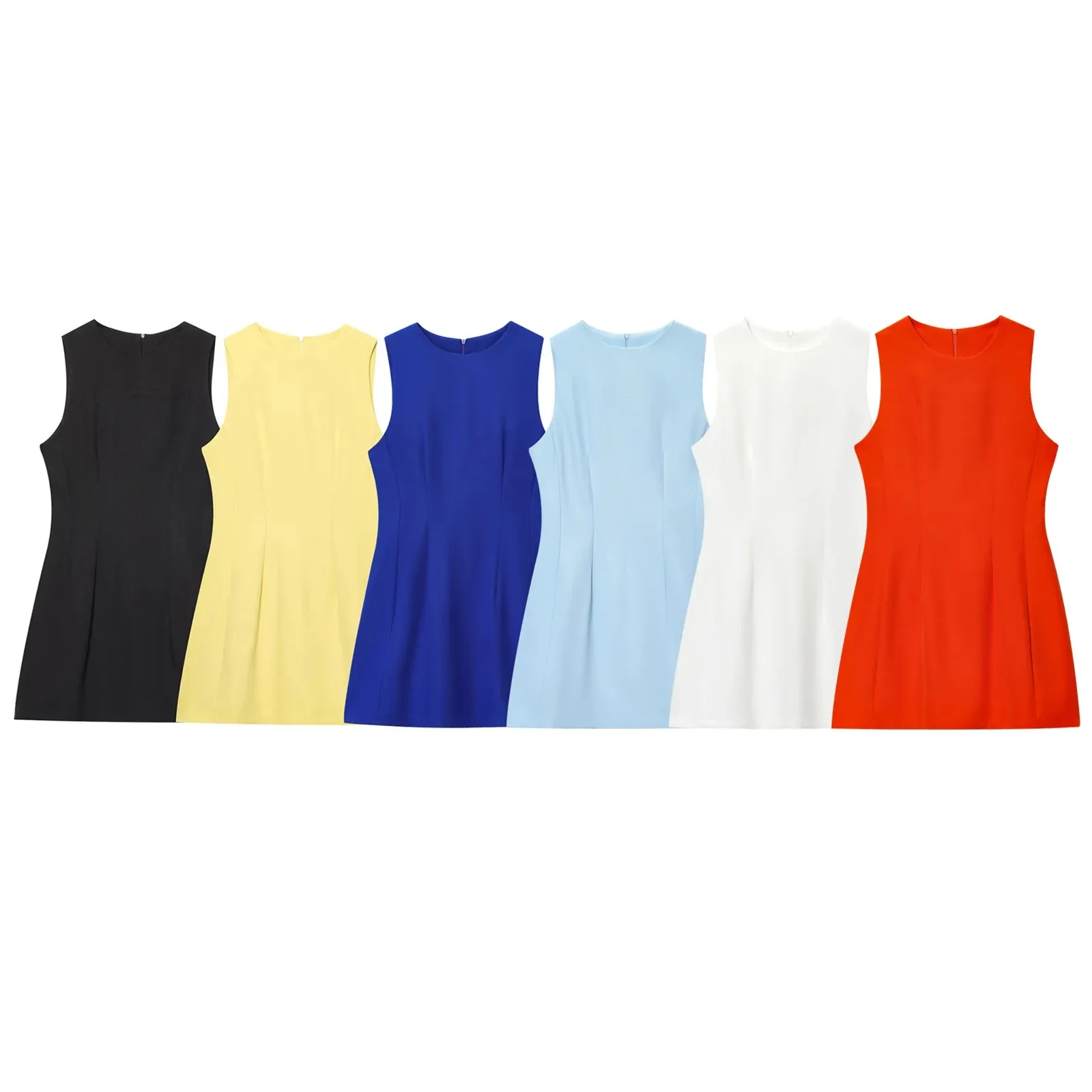 

Elegant and Chic Vest Dress Round Neck Pleated Slim Fit Short Dress Sleeveless 2025 Summer Fashion Party Date Holiday Dress
