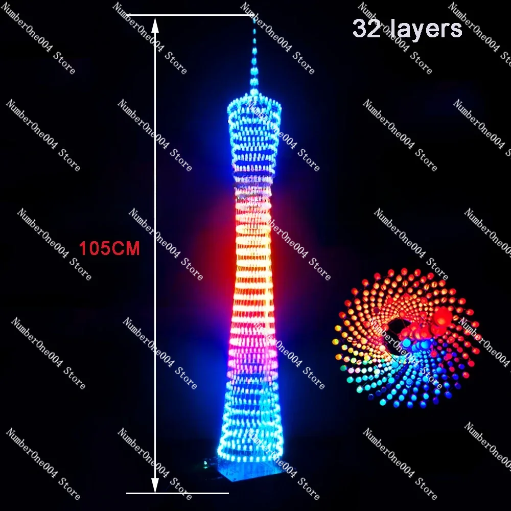 Bluetooth welding kit, colorful Guangzhou Tower, 32 floors, X32 columns, LED light cube, music score, unassembled