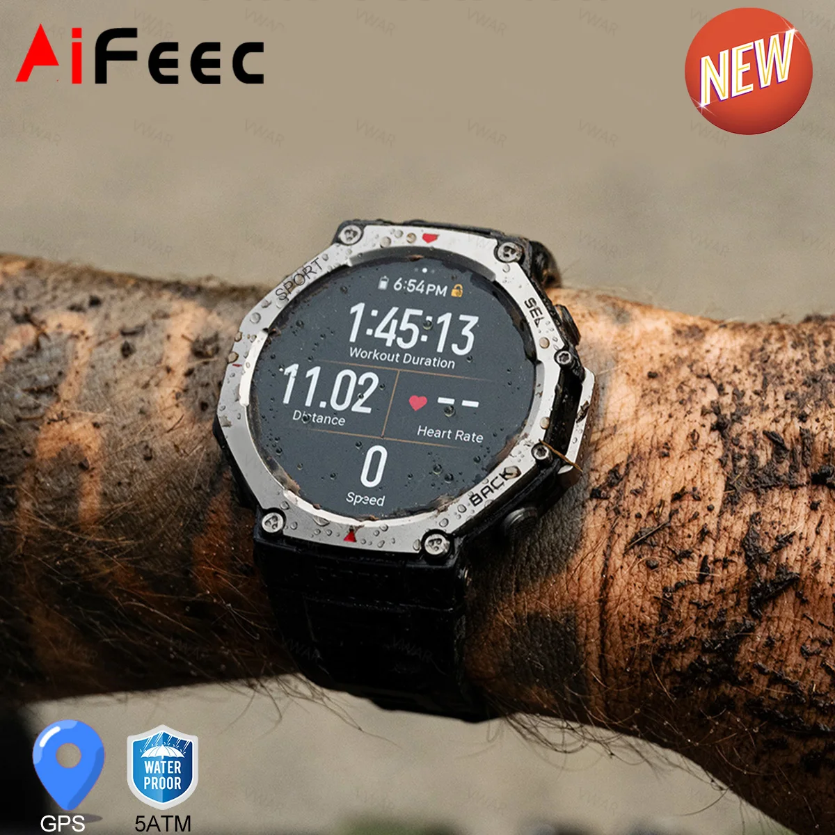 2026 New T-Rex3 Pro GPS Adventure Watch AMOLED Built-in Dual-Band GPS 10ATM 500mAh Battery Compass Altimeter Military SmartWatch