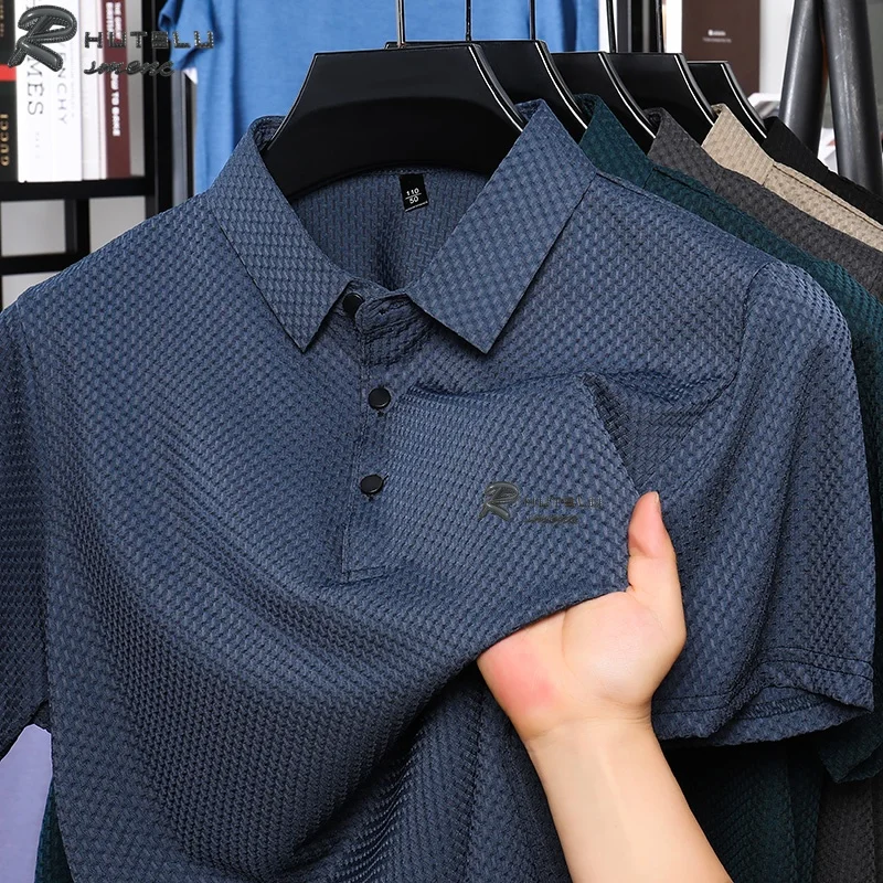 

2025 light luxury brand short sleeved polo shirt men's summer new fashion design high-end ice silk casual T-shirt