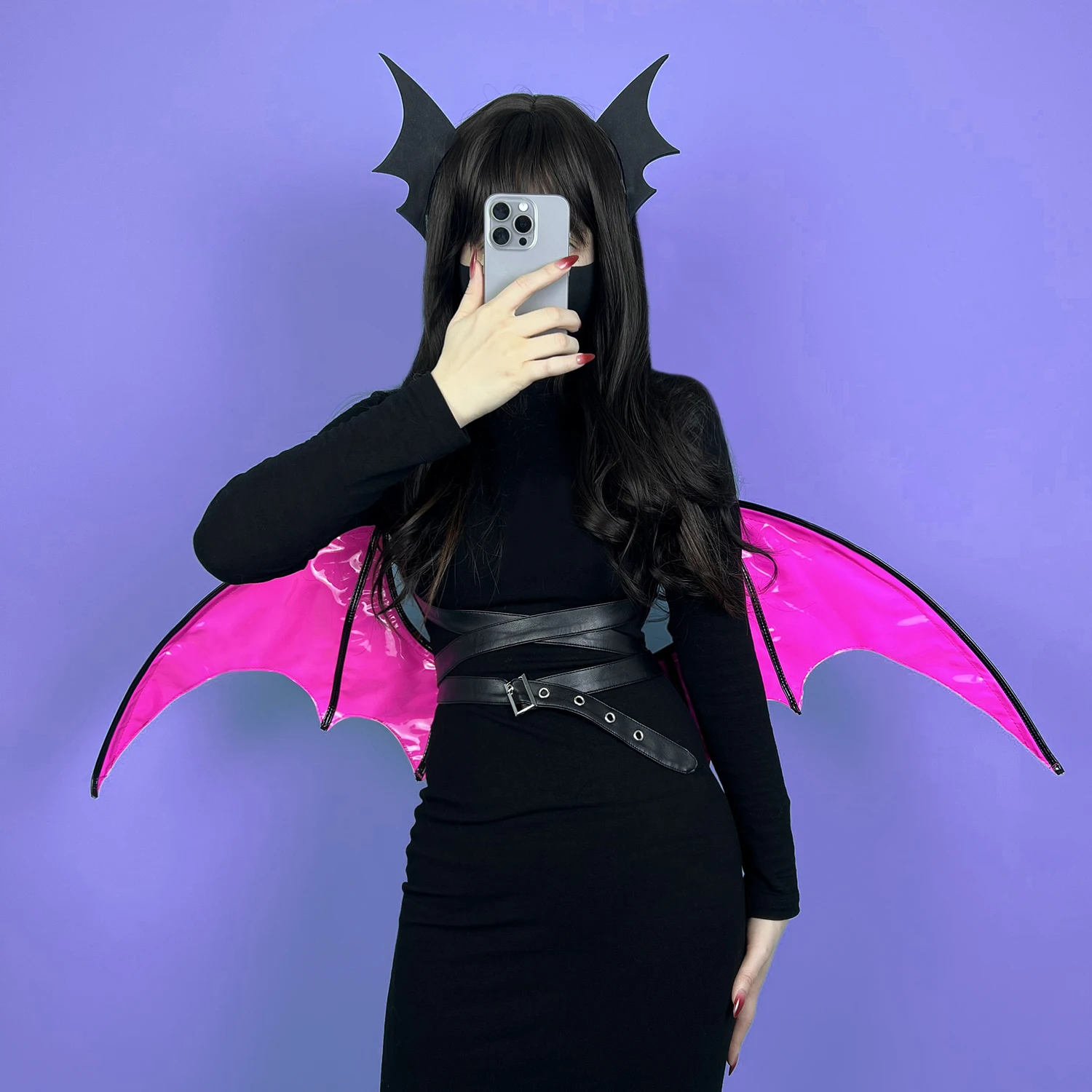 KORURACLUB HALLOWEEN VAMPIRES BAT WINGS COSPLAY COSTUMES DEVIL WING PU LEATHER