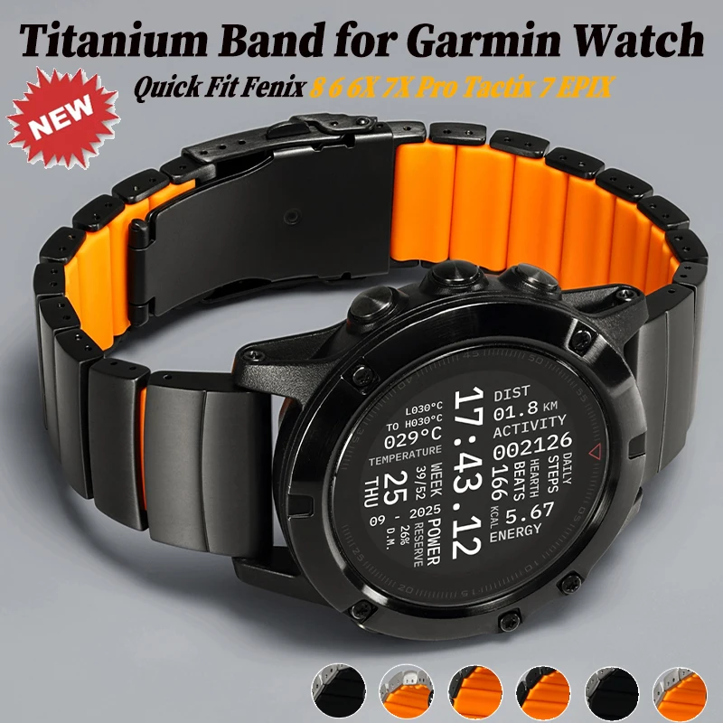 22/26mm Titanium Band for Garmin Watch Fenix 8 6 6X 7X Pro Tactix 7 EPIX Pro 51mm Enduro 3 2X Instinct 3 2X 50mm Quick Fit Strap
