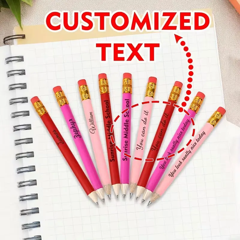 50pcs customizable golf short pencils, available for advertising customization, holiday customization, wedding customization, student prize customization, and fun gifts with a variety of color options including red and pink HB student pencils