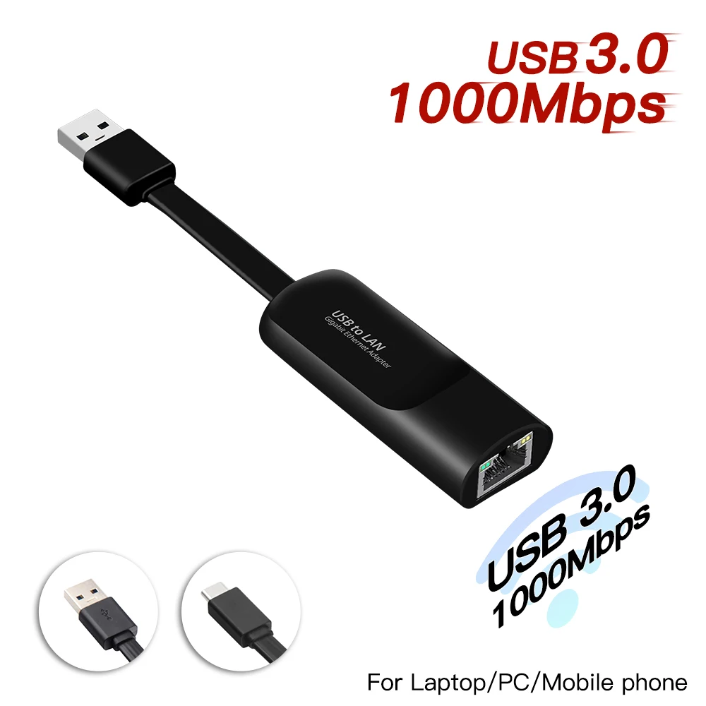 Сетевая карта USB 1000, 3,0 Мбит/с, USB Type C на Rj45