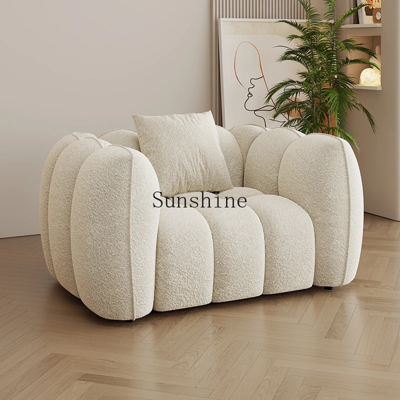 French retro cream style single pumpkin sofa fabric double three straight row leisure sofa