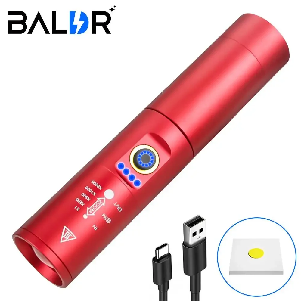 

1800LM Powerful Flashlight with Telescopic Zoom 5 Lighting Modes Type-c Fast Charging and USB Strong Output Handheld Torch