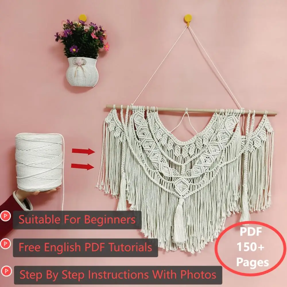 

Natural Cotton Cords 500m Macrame Ropes DIY Giant Macrame Wall Hanging Crafts Materials With Step By Step PDF Patterns Tutorials