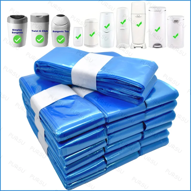 1/5/10Pcs Blue Bady Diaper Pail Refills Bags for Angelcare Trash for Sangenic Tommee Tippee for Twist & Click for Genie