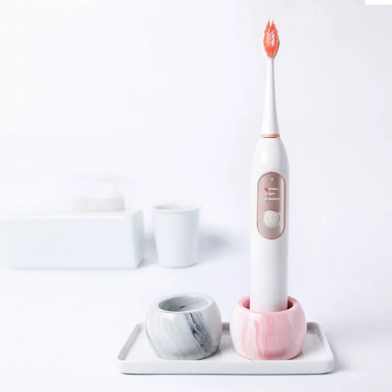 Ceramic Electric Toothbrush Holder Nordic Marbling Round Base Bracket Storage Rack Bathroom Shower Tooth Brush Stand Shelf