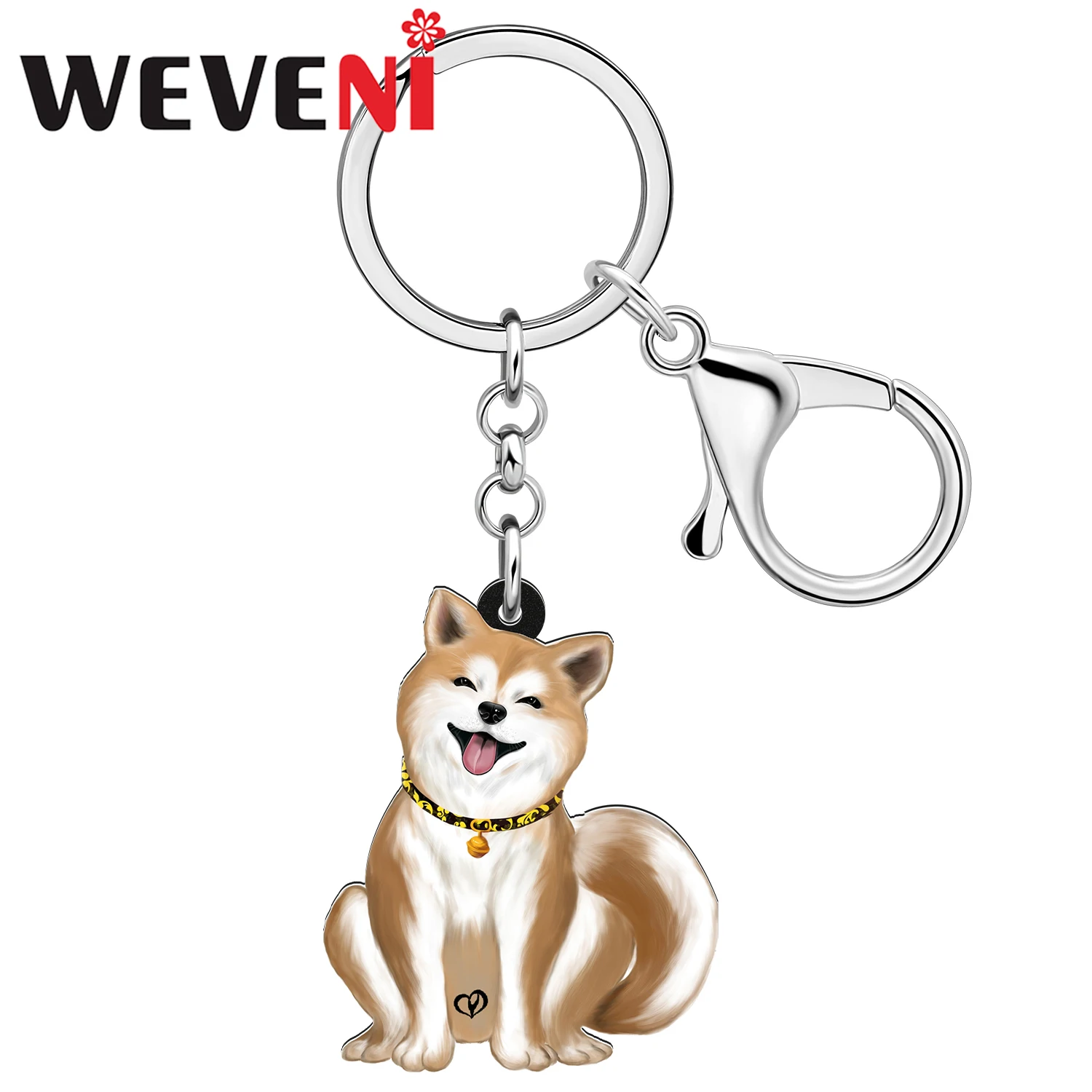 WEVENI Acrylic Funny Japanese Akita Dog Keychains Backpack Car Purse Key Ring Key Chain Jewelry Gifts For Women Girls Kids Teens