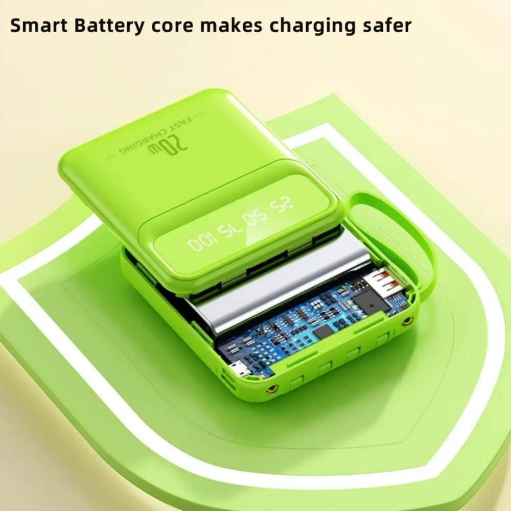 20000mah Portable LED Display Power Bank Comes with 4 Lines Built-in Cables Powerbank Colorful Beauty Phone Power Banks