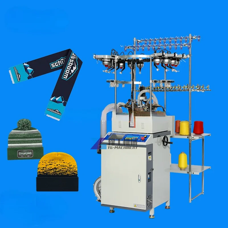 YUGONG  Brand High Speed Beanie and Scarf Knitting Machine Thick Gauge Single System Flat Hat and Scarf Knitting Machine