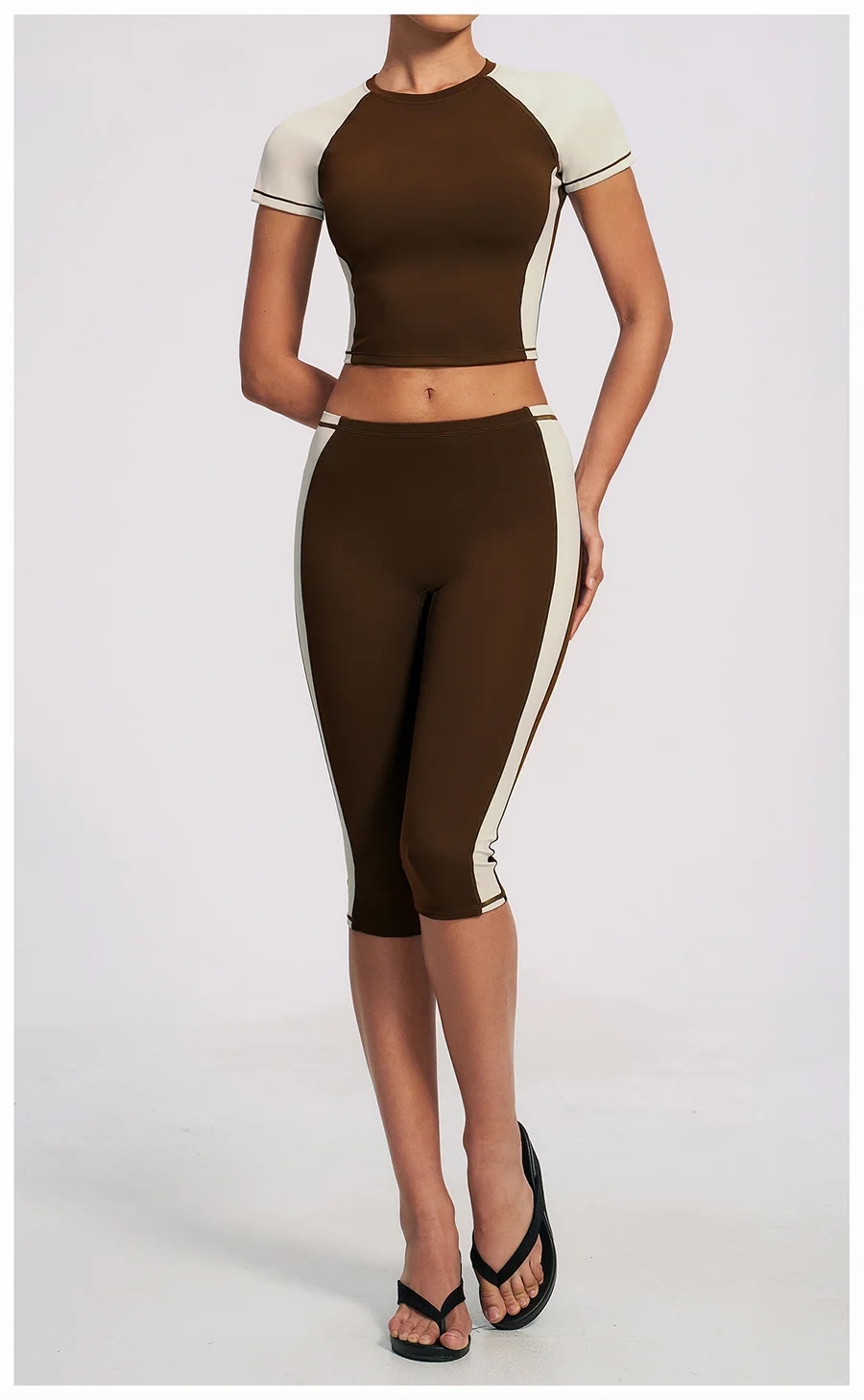 Yoga-Set 2-teilig Workout-Outfit Damen Trainingsanzüge Fitness-Weste Kurze Sporthose Ärmellose Capri-Hose Sportbekleidung Sport-BH Kleidung – Detail 19