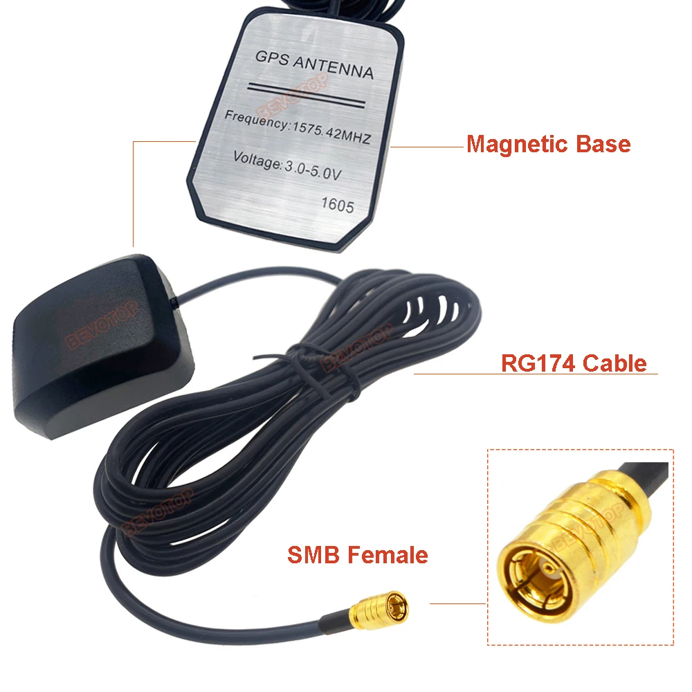 1Pcs Car GPS Antenna Cable with SMB Male/Female Connector Magnetic Base GPS Receiver Auto Aerial Adapter for Car Camera Player