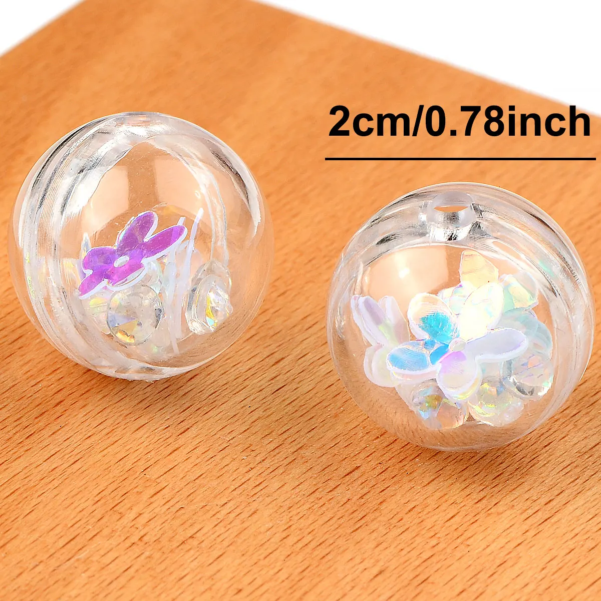 6pcs 2cm Random Color Mix Transparent Round Shape White Flower Shape Acrylic Beads For Jewelry Making DIY Phone Accessories