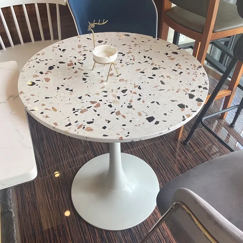 

Dessert milk tea shop terrazzo marble casual round coffee western restaurant long commercial outdoor table