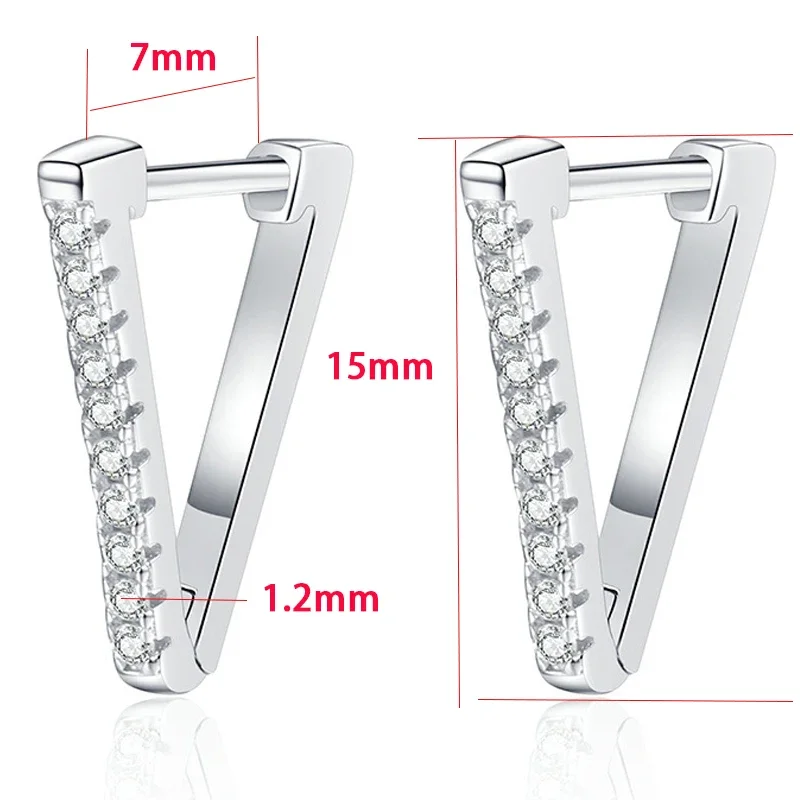 TFGLBU Original 0.16CTTW D Color Certified Moissanite Hoop Earrings for Woman V Shape Diamond Ear Solid 925 Silver Gift Jewelry