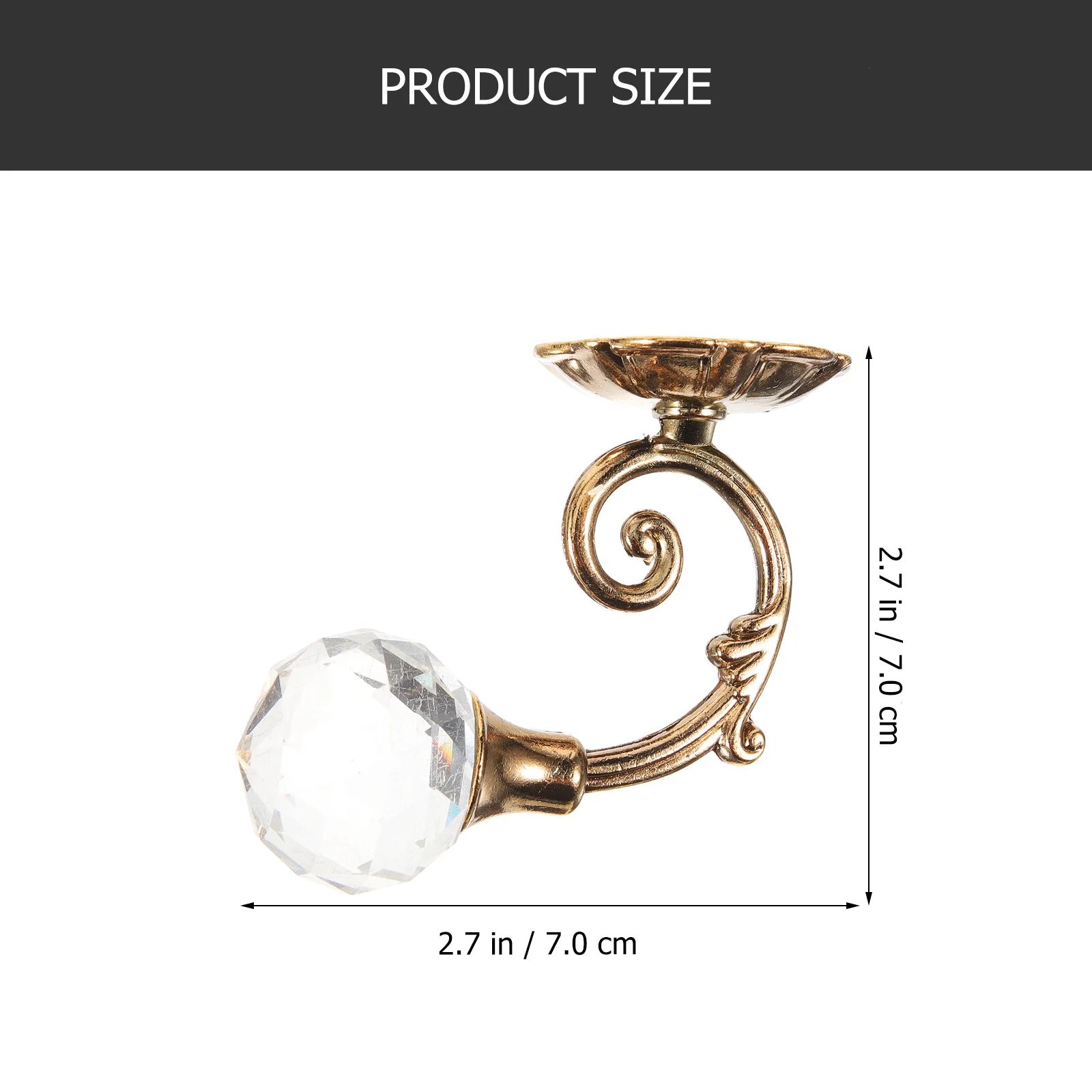 

Metal Curtain Hooks Vintage Style Golden Yellow Crystal Ball Holdbacks For Curtains Clothes Hats Decorative Hanging