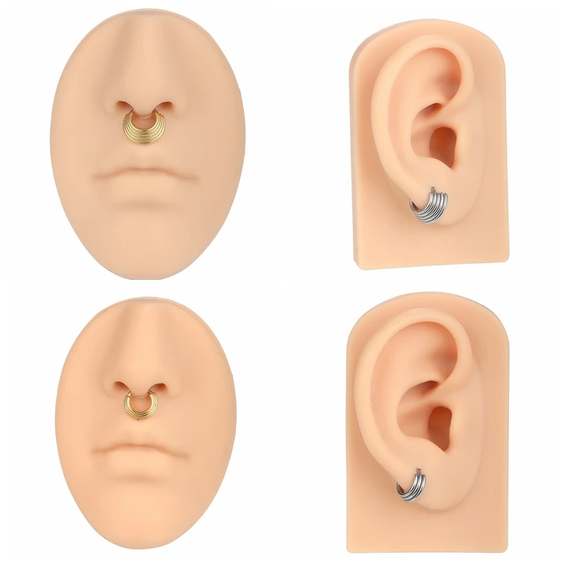 1PC Implant Grade Titanium Septum Stack Nose Piercing Hinged Segment Hoop Rings with Triple Layered Cartilage Earrings Piercing