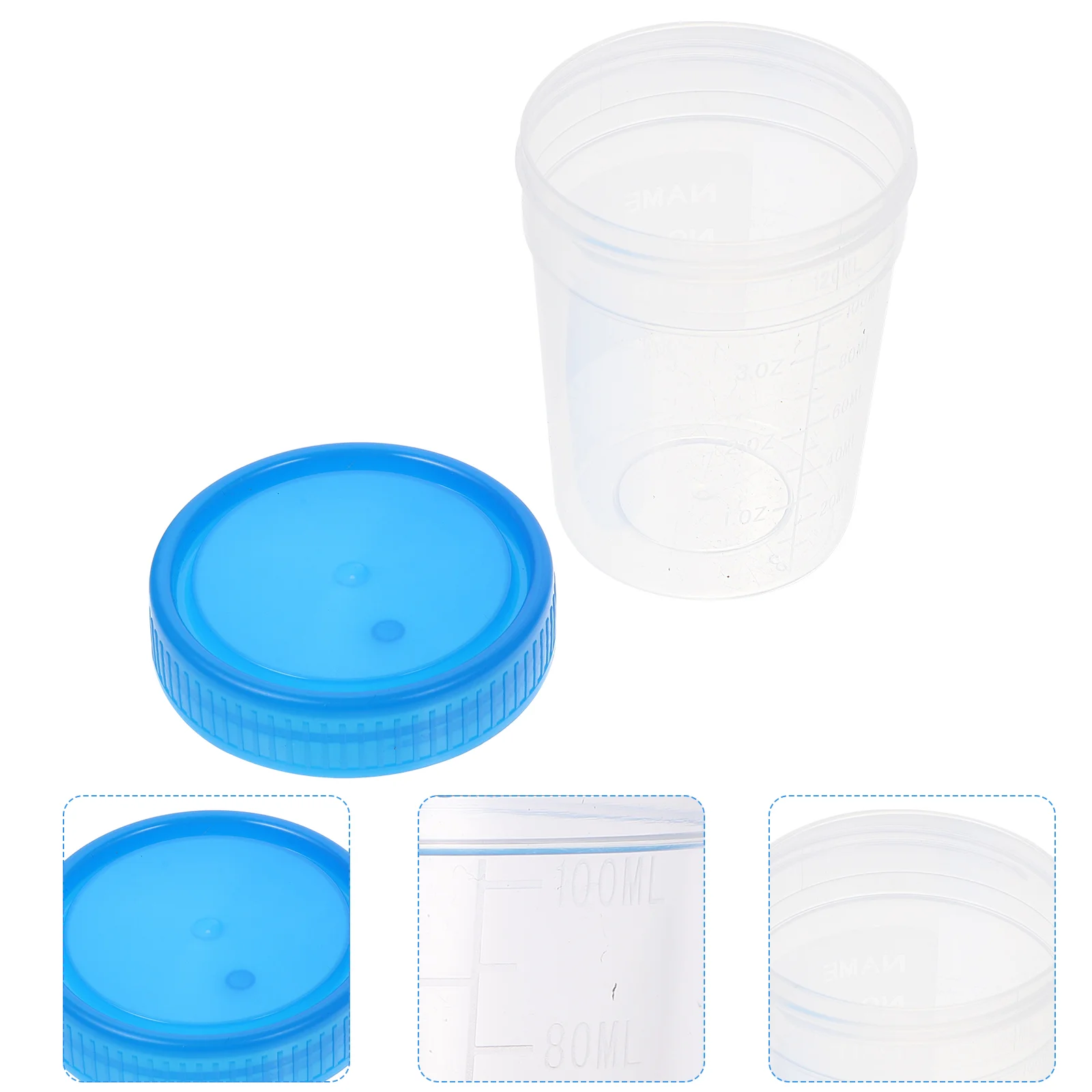 10 Pcs Screw Urine Cup Mouth Sample Specimen Shot Measuring Clear Container Plastic Cups Fecal 120ml Test Tube