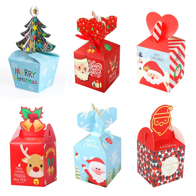 

5/10pcs Merry Christmas Candy Box Santa Paper Gift Box Christmas Tree Elk Gift Packaging Box New Year Christmas Party Decoration
