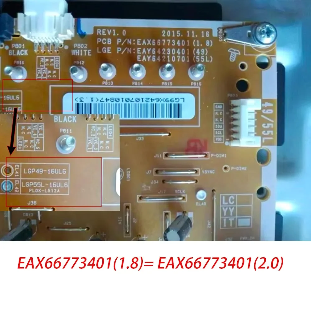 Placa de alimentación para TV LG 55UH6500-CB 55UH661V-ZF 49UH6500-C EAX66773401(2.0) EAY64210701 LGP55L-16UL6 CCP-3400ST, placa de video de 4GB