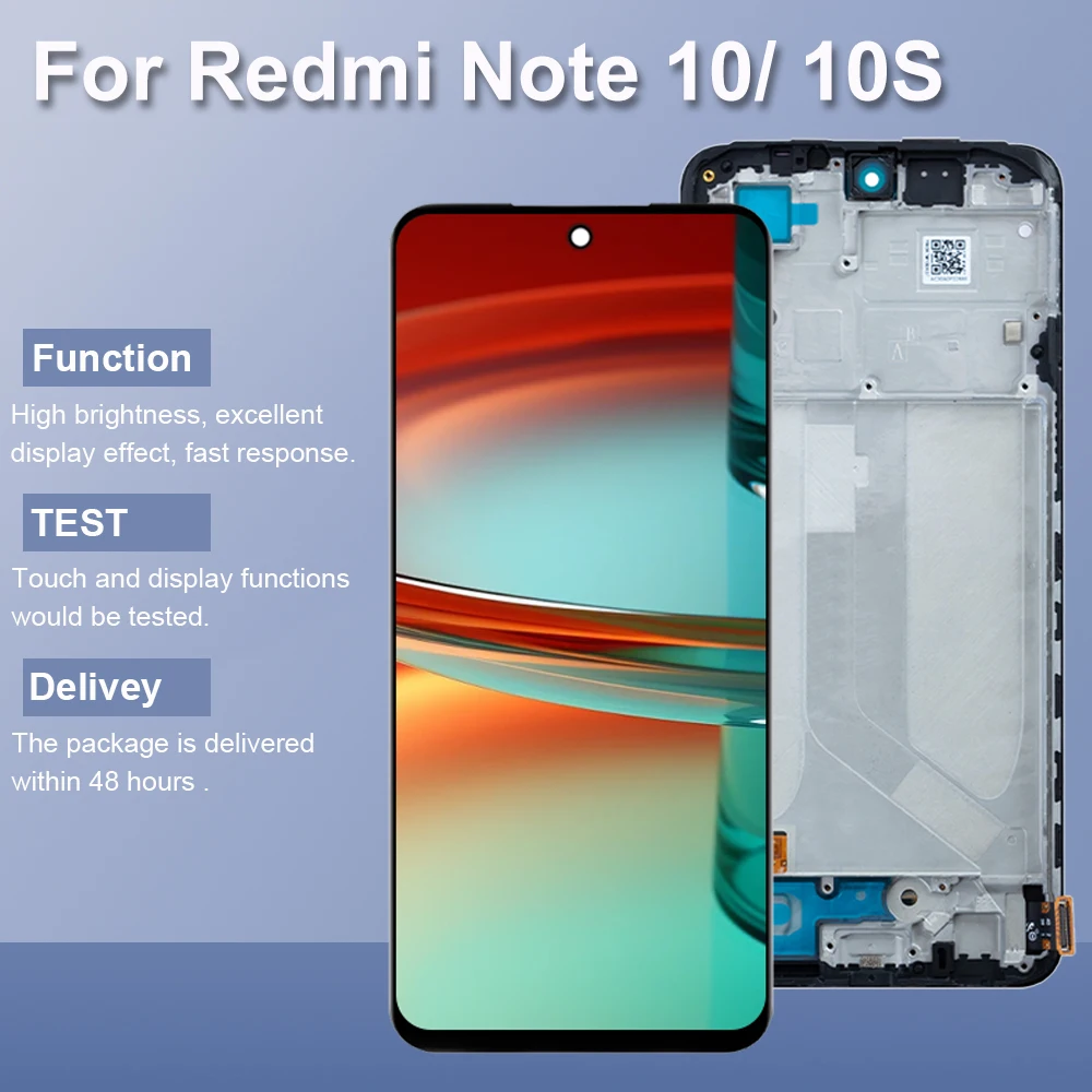 

ЖК-экран 6,43 дюйма для Xiaomi Redmi Note 10 M2101K7AI, ЖК-дисплей, цифровой тачскрин для Redmi Note 10S, M2101K7BG, в сборе