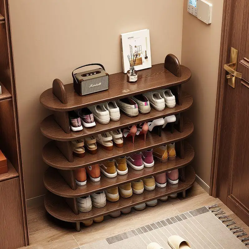 All solid wood shoe rack, free installation of home entry living room shoe cabinet, bedroom storage multi-layer door rack