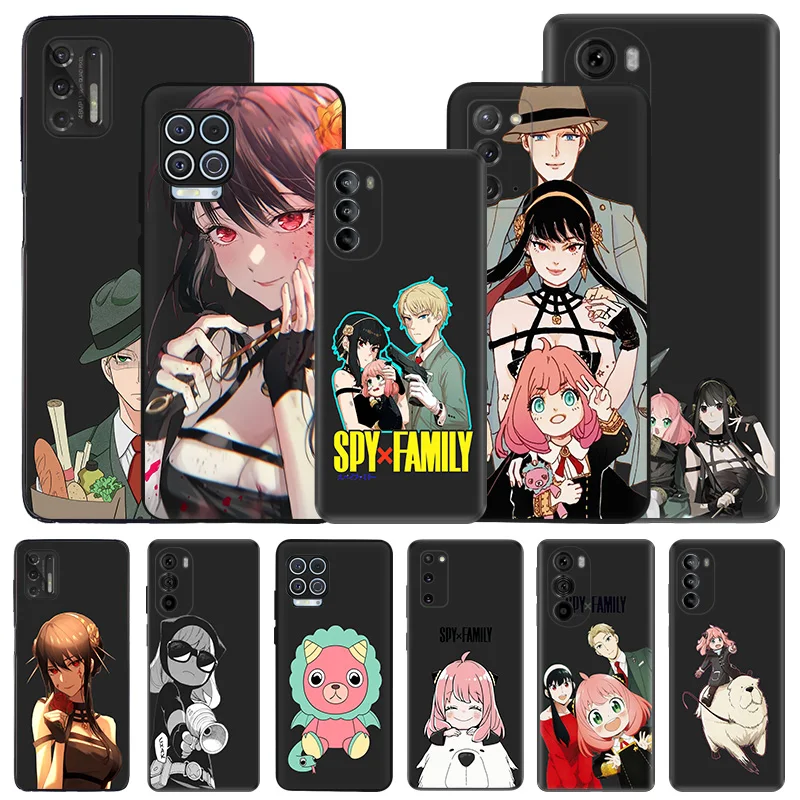 Soft Phone Cases For Motorola G53 G73 G9 G50 G51 G60 G71 G22 G32 G52 G72 Edge40 20 30 Pro Anime Spy × Family Black Matte Cover