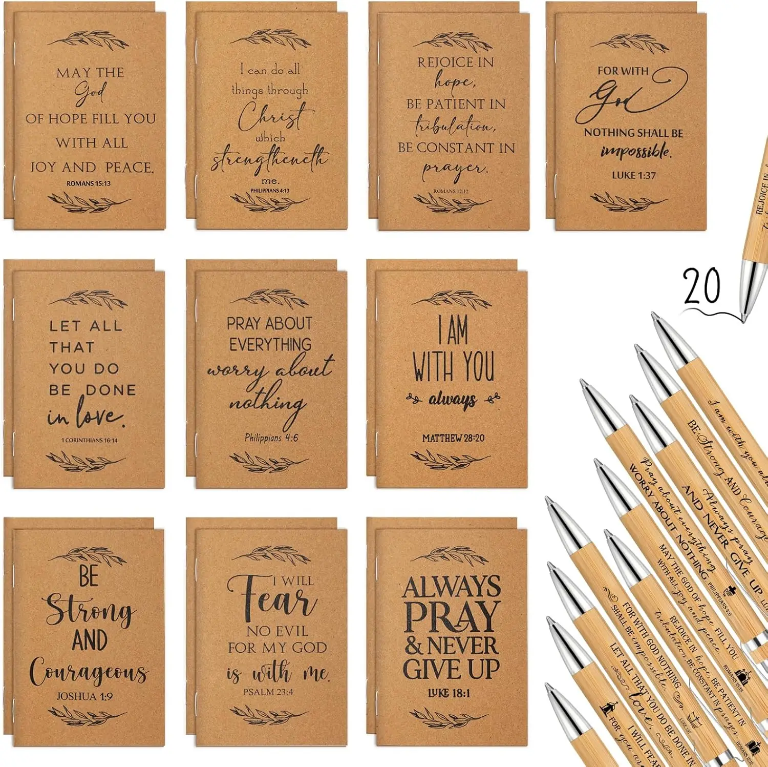 40 Pcs Bible Verse Prayer Journals & Pens Inspirational Religious product image