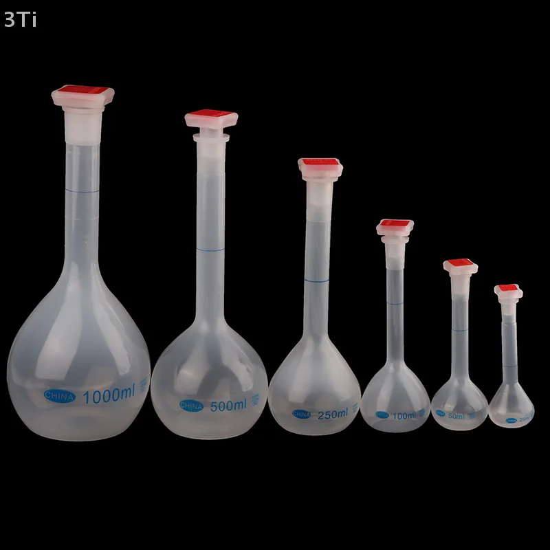 25/50/100/250/500/1000 مللي دورق حجمي مع سدادة رقبة طويلة قارورة قياس زجاجة متدرجة لمستلزمات المختبرات الاختبارية