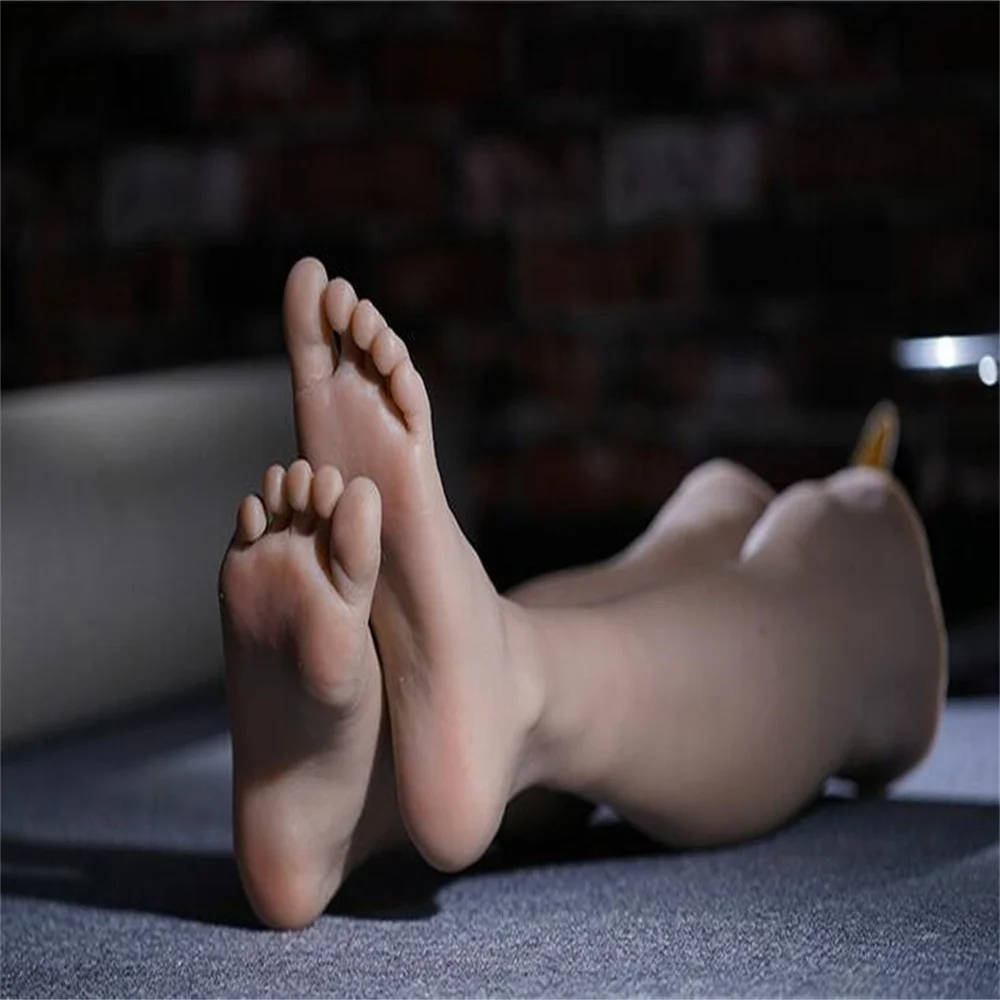 Real Male Foot Mannequin Doll Shoe, Silicone Photography Stocking Model, Toe Bone Version, Silica Gel, D069, 57cm