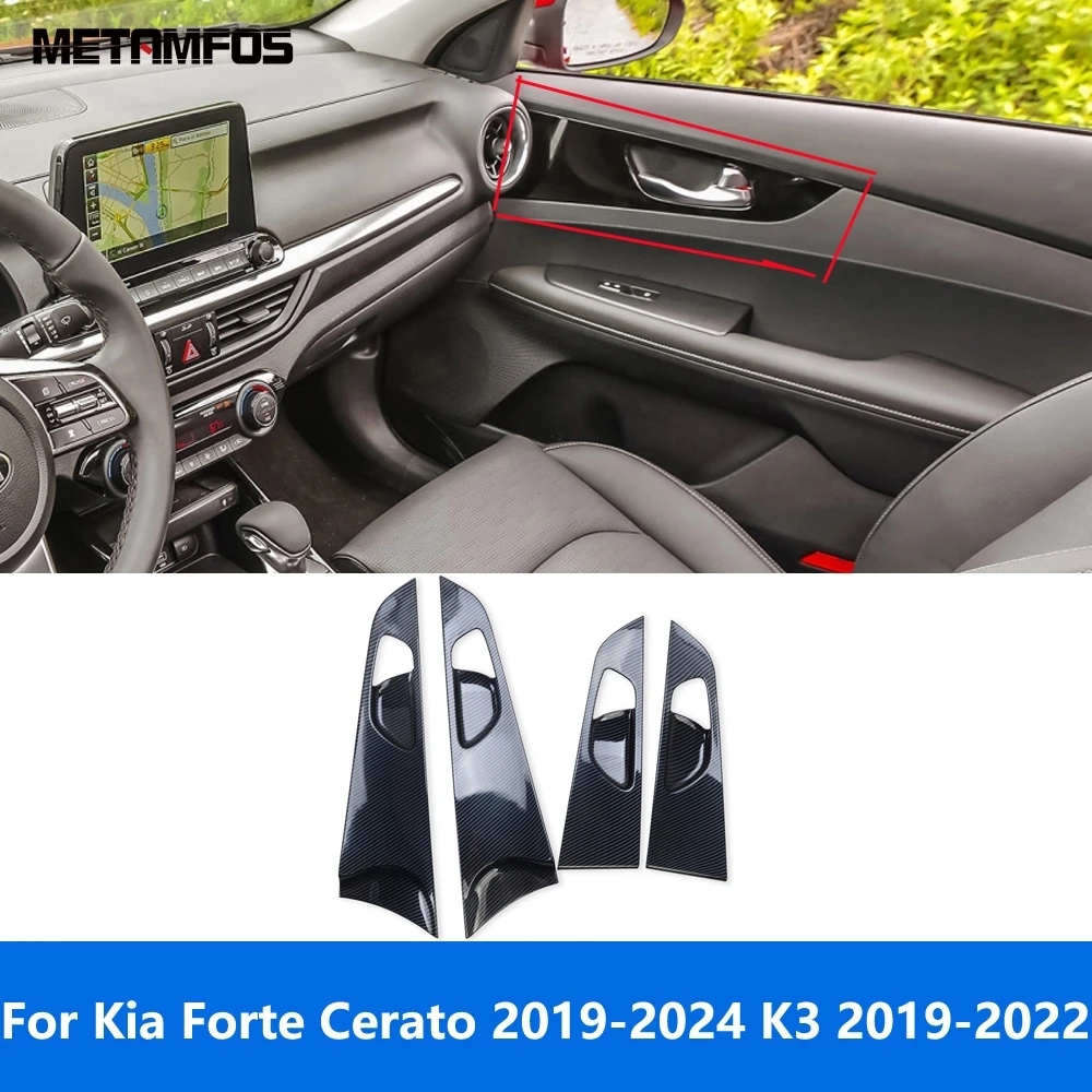 For Kia Forte Cerato 2019-2024 K3 2019-2022 Carbon Fiber Interior Door Handle Bowl Cover Trim Sticker Accessories Car Styling