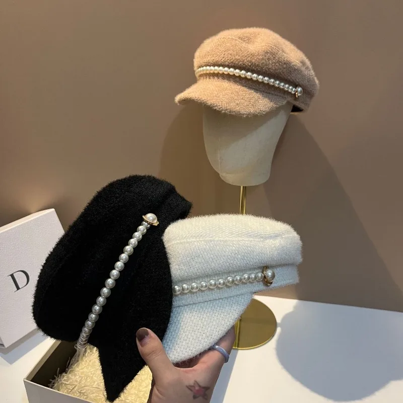 

​​2025 Faux Mink Fur Knit Peaked Cap Women Winter Warm Adjustable Chenille Baseball Hat for Outdoor Daily Free Shipping​​