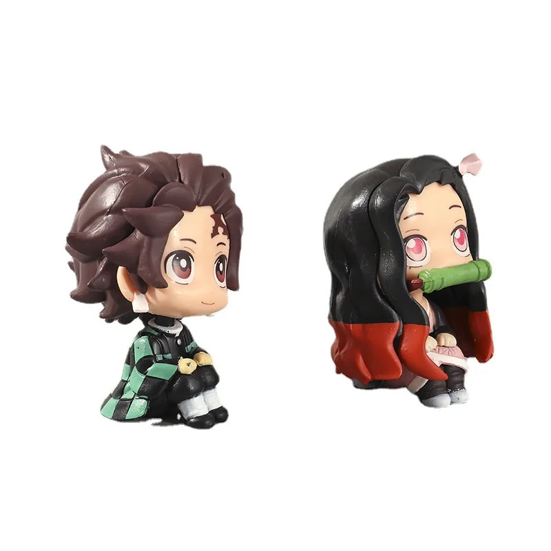 6cm Anime Kimetsu no Yaiba Figure Toy MH Look Up Demon Slayer Kamado Tanjirou Kamado Nezuko Action Figure Model Doll Toys