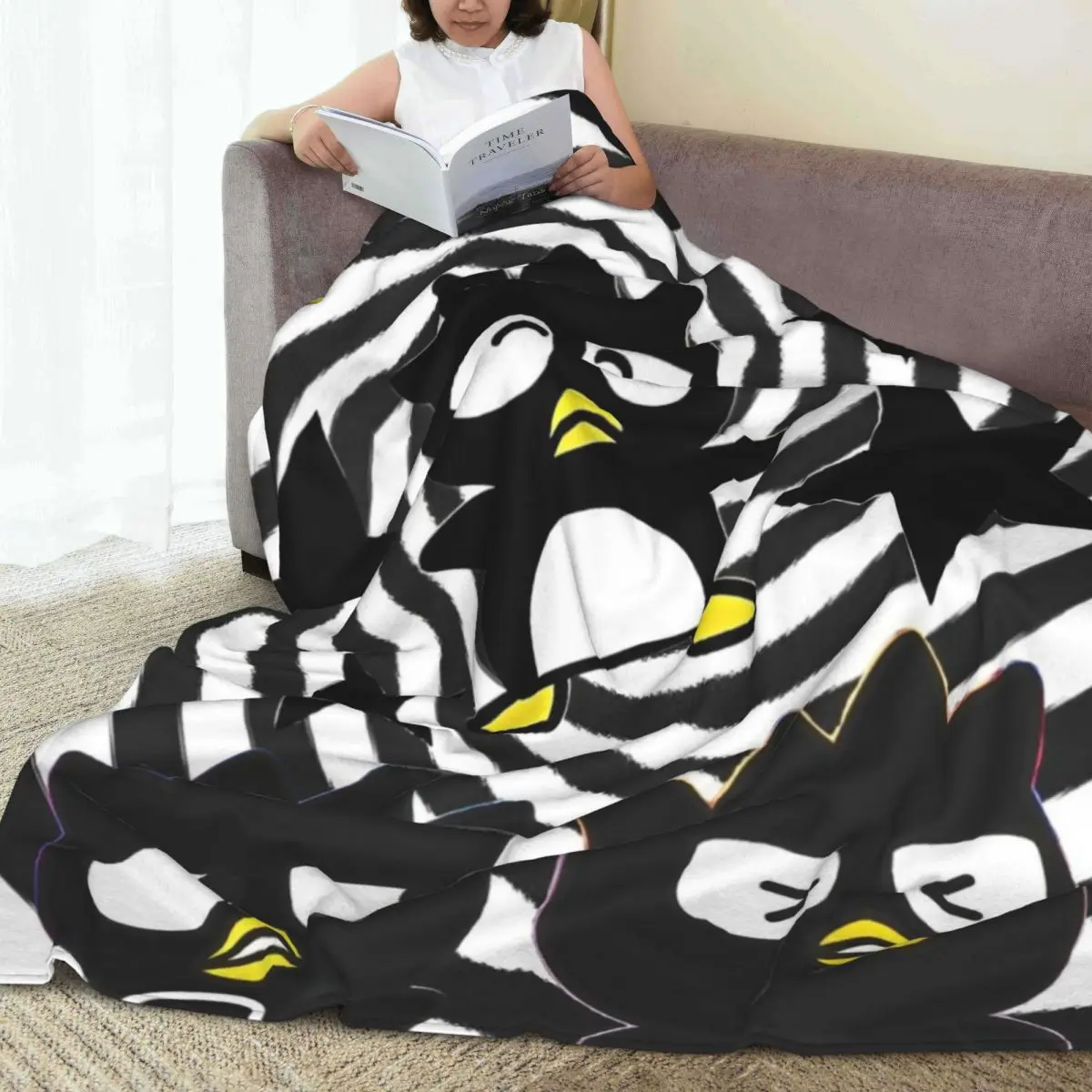 Badtz Cartoon Maru Penguin Blankets Camping Flannel Throw Blanket For Couch Bed Warm Soft Design Quality Bedspread Gift Idea