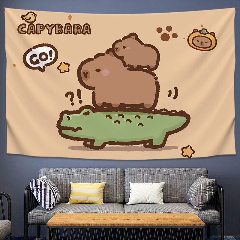 Cute capybara influencer background hanging cloth bedroom decoration tapestry living room decoration wall hanging cloth tapestry