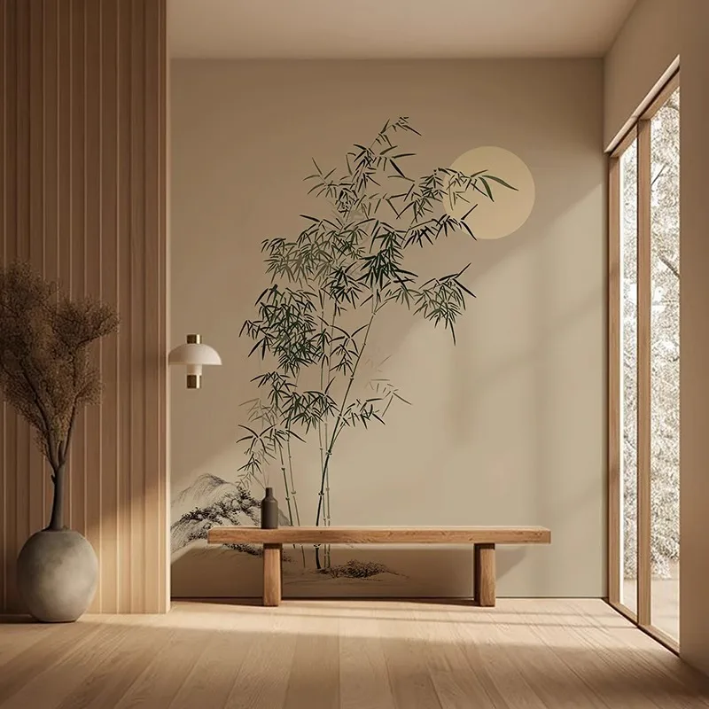 

Chinese classical elegant ink painting bamboo TV background wallpaper