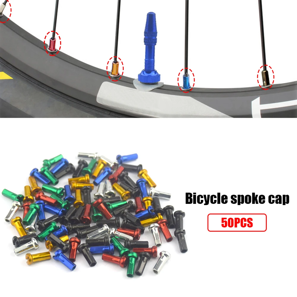 50pcs MTB Bike Road Bicycle Spoke Nipples 14G 2.0mm Aluminum Alloy Spokes Nipple Mountain Bike Accessories Cycling Parts