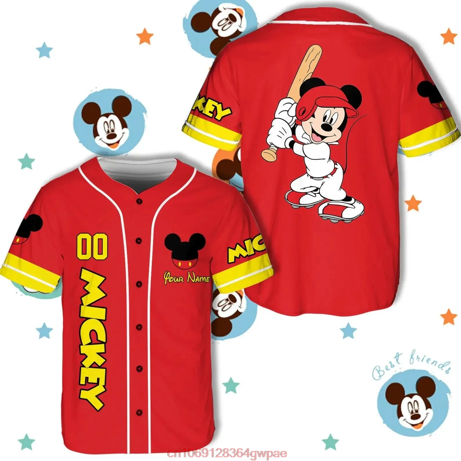 Custom Name Disney Baseball Jersey Game Day Baseball Jersey Mickey Minnie Stitch Baseball Jersey Mens Womens Short Sleeve Shirts