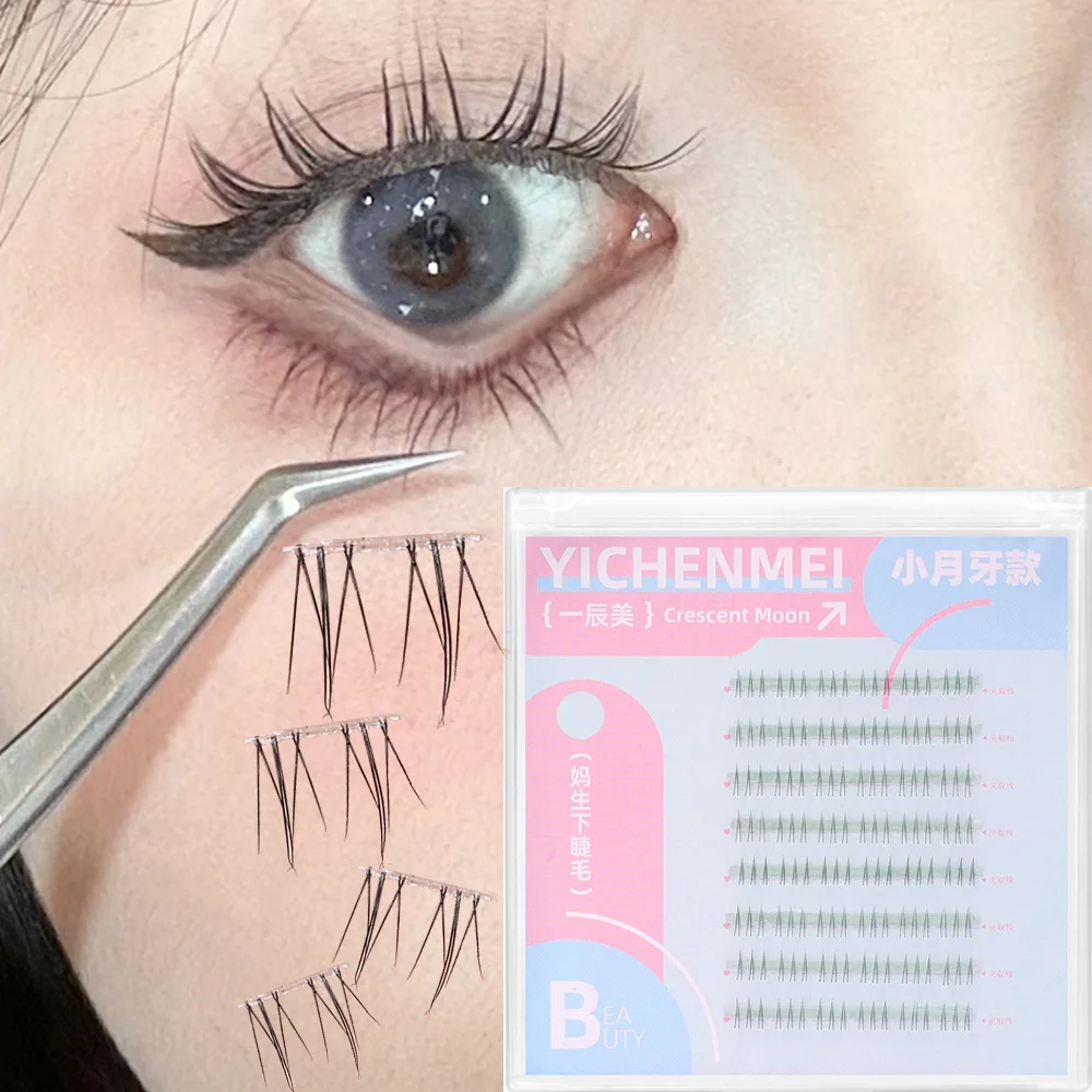 Natural Cat Ear Lower Eyelashes Clear Stem Segment Grafting Mink C-curve Cluster False Lashe Under Lashes Extension Daily Makeup