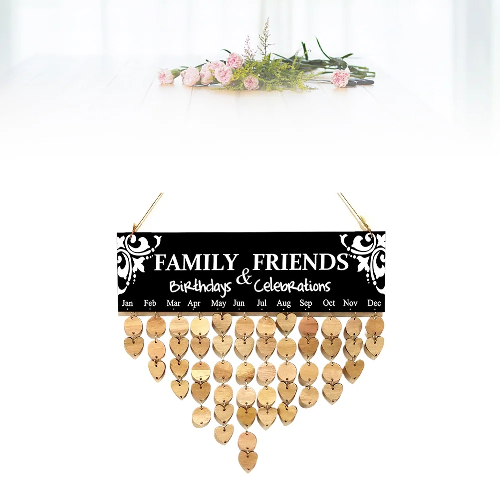 

102 pcs Diy Wooden Birthday Calendar Board Family Anniversary Reminder Wall Hanging Decor For Home Office Classroom Party