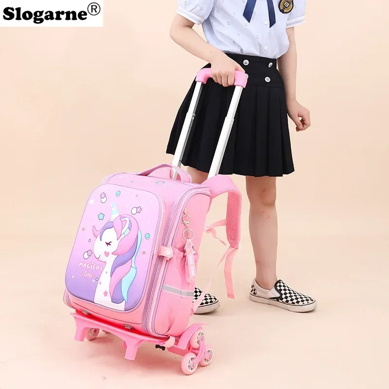 Children School Bags Girls Boys Rolling Backpack Bags Girl School Trolley Bag Wheeled Backpacks Kids School Luggage with Wheels