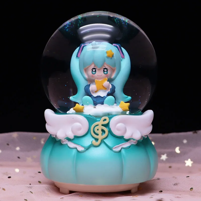 

Cartoon Cartoon Hatsune Miku Girl's Beauty Glowing Snow Crystal Music Box To Give Friends Birthday High-end Christmas Gift
