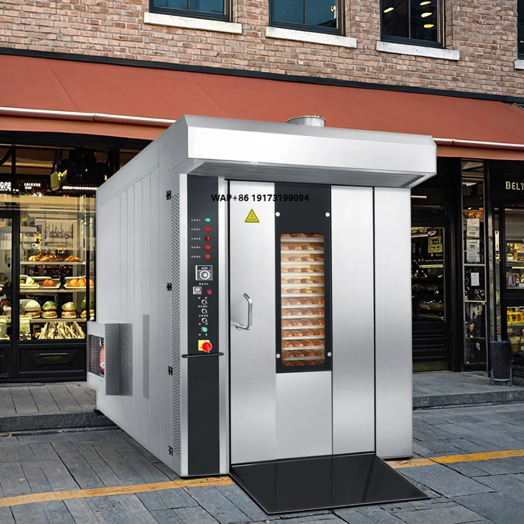 Commercial 32-Tray Gas Electric Convection Furnace Hot Air Rotary Oven for Bakery Use for Meat Cake Biscuits Digital