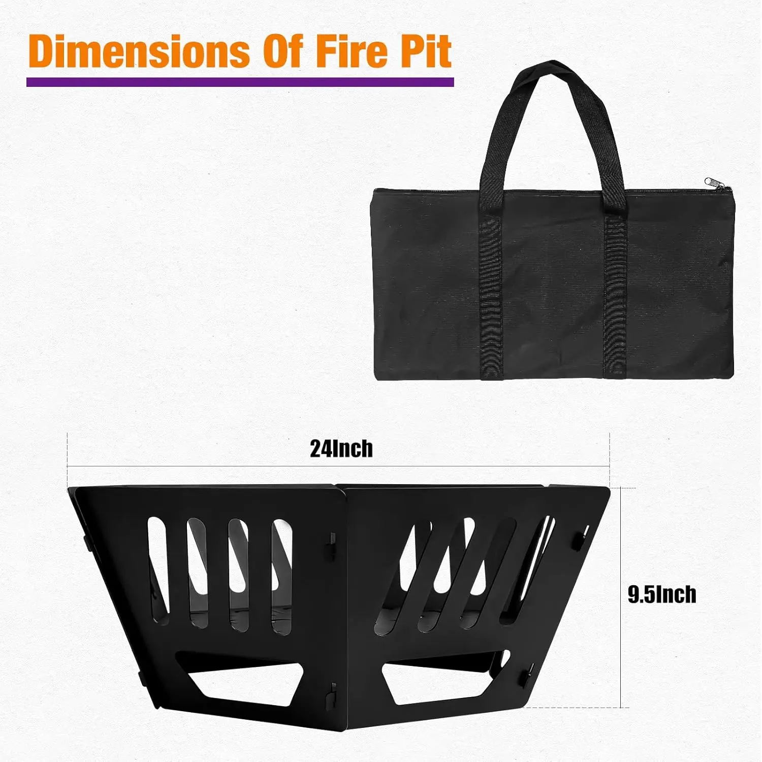 Outdoor Camping, Backyard, Garden, Patio and Beach Portable Wood-Burning Fire Pit, Steel, Silver, Comes with Carry Bag