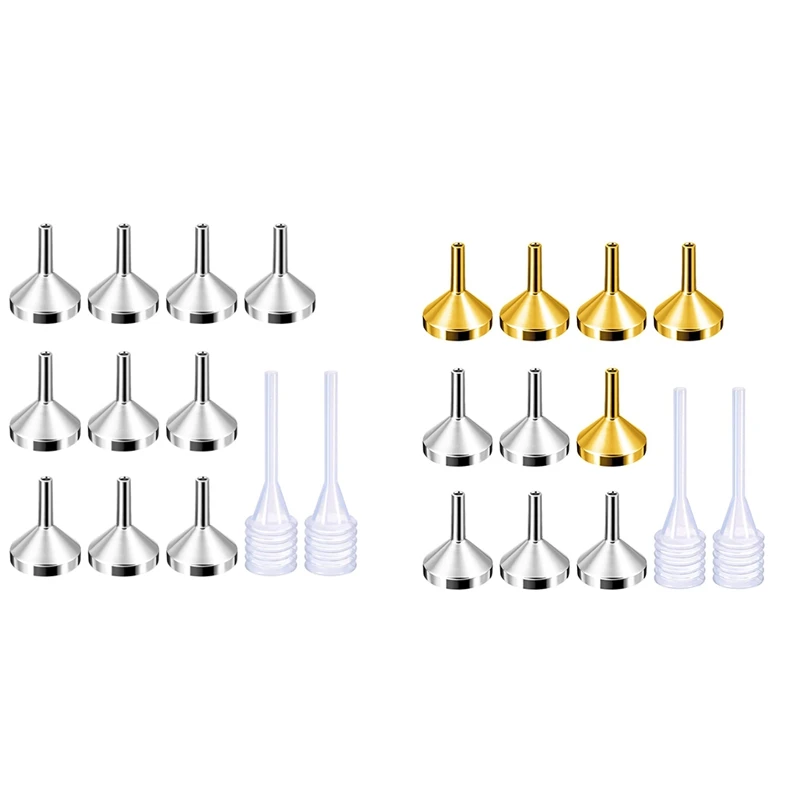 10 Pack Small Metal Funnels With 2 Pack Mini Pipette For Filling Small Mini Bottles Or Containers, Perfume