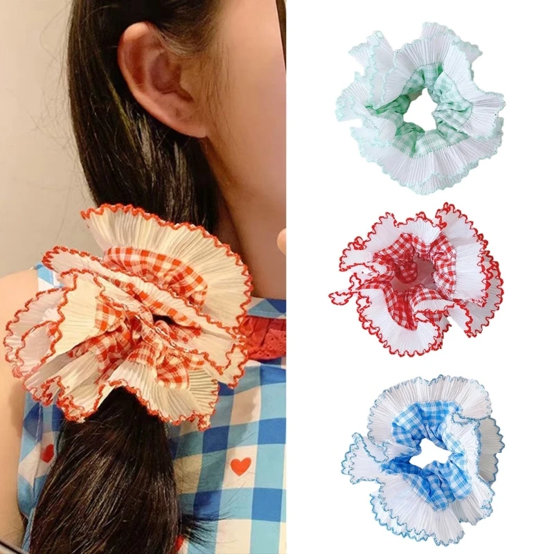 Large French Bobbles Women Lace Scrunchies Fashionable Elastic Hair Scrunchy