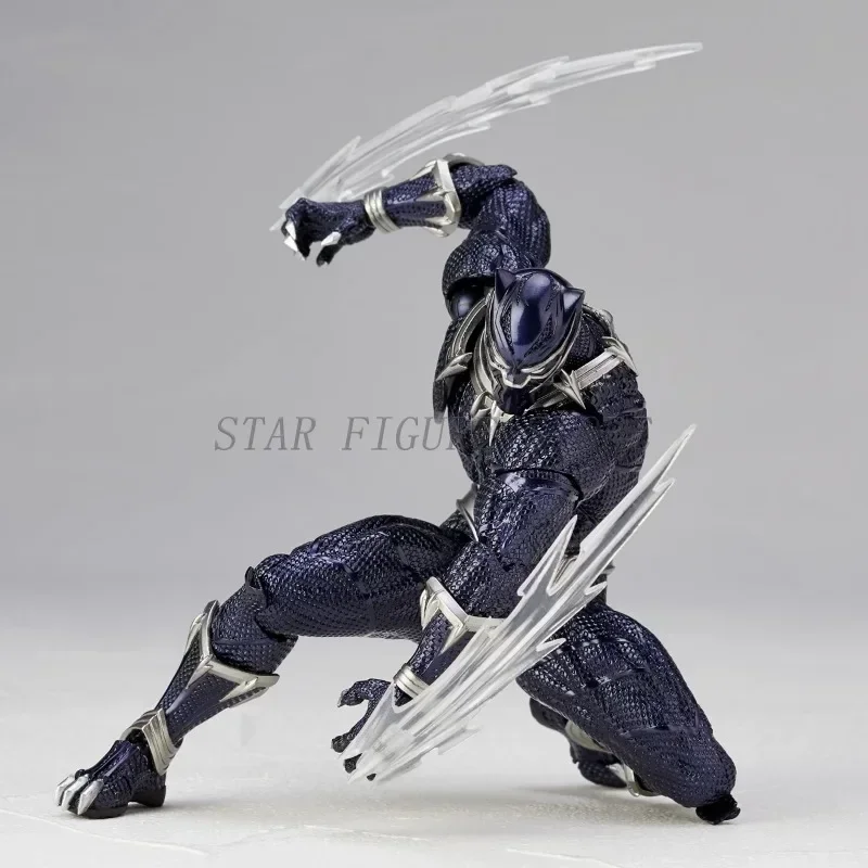 Geweldig Yamaguchi Black Panther actiefigurencollectiemodel 15 cm Kaiyodo Revoltech # 030 Marvel T Challa beweegbaar beeldje speelgoed